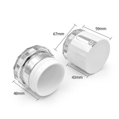 Jar de creme cosmético transparente de 50g com logotipo de diamante Jar de embalagem acrílica personalizada