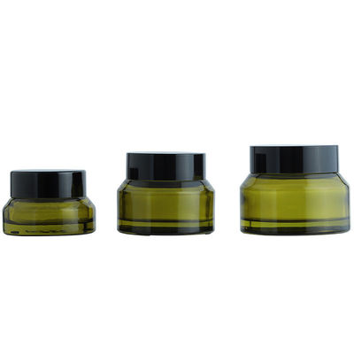 Botão de embalagem cosmética de vidro redondo com serigrafia de seda