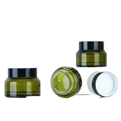 Botão de embalagem cosmética de vidro redondo com serigrafia de seda
