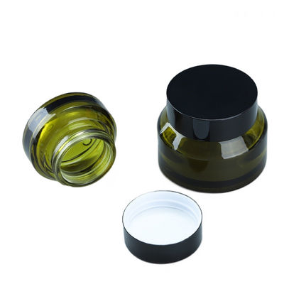 Botão de embalagem cosmética de vidro redondo com serigrafia de seda