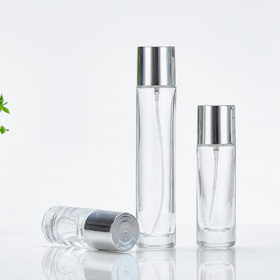 Garrafa de vidro transparente com tampa de parafuso 100 ml Forma redonda Design simples