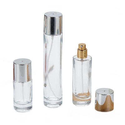 Garrafa de vidro transparente com tampa de parafuso 100 ml Forma redonda Design simples