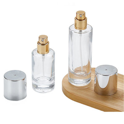 Garrafa de vidro transparente com tampa de parafuso 100 ml Forma redonda Design simples