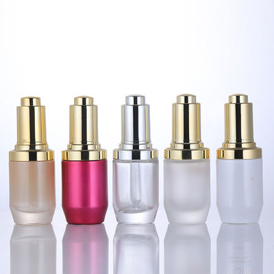 Bottle de fundação de vidro transparente redondo Design simples Impressão de tela de seda Embalagens cosméticas